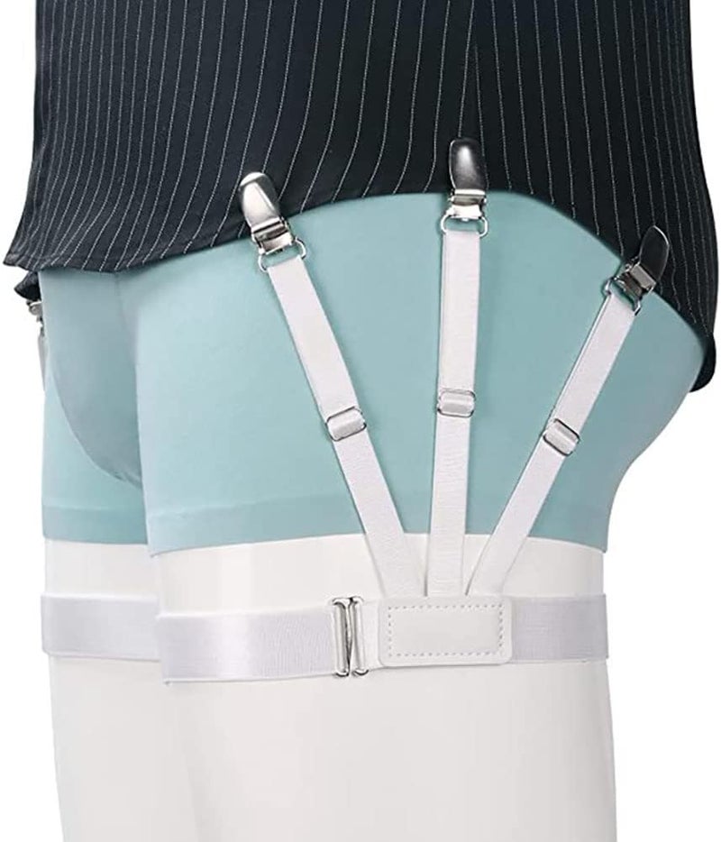 Kedofe Mens Shirt Stays Upgrade Adjustable Elastic Garter Military Shirts Holder with Non-slip Locking Clamps - Image 1